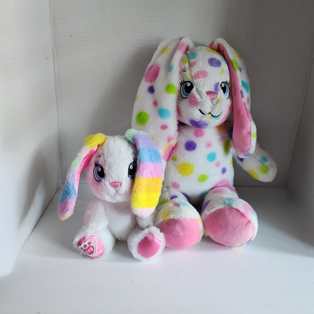 Build-A-Bear Spotty Dotty Rabbit with Smallfrys White Baby Bunny Set